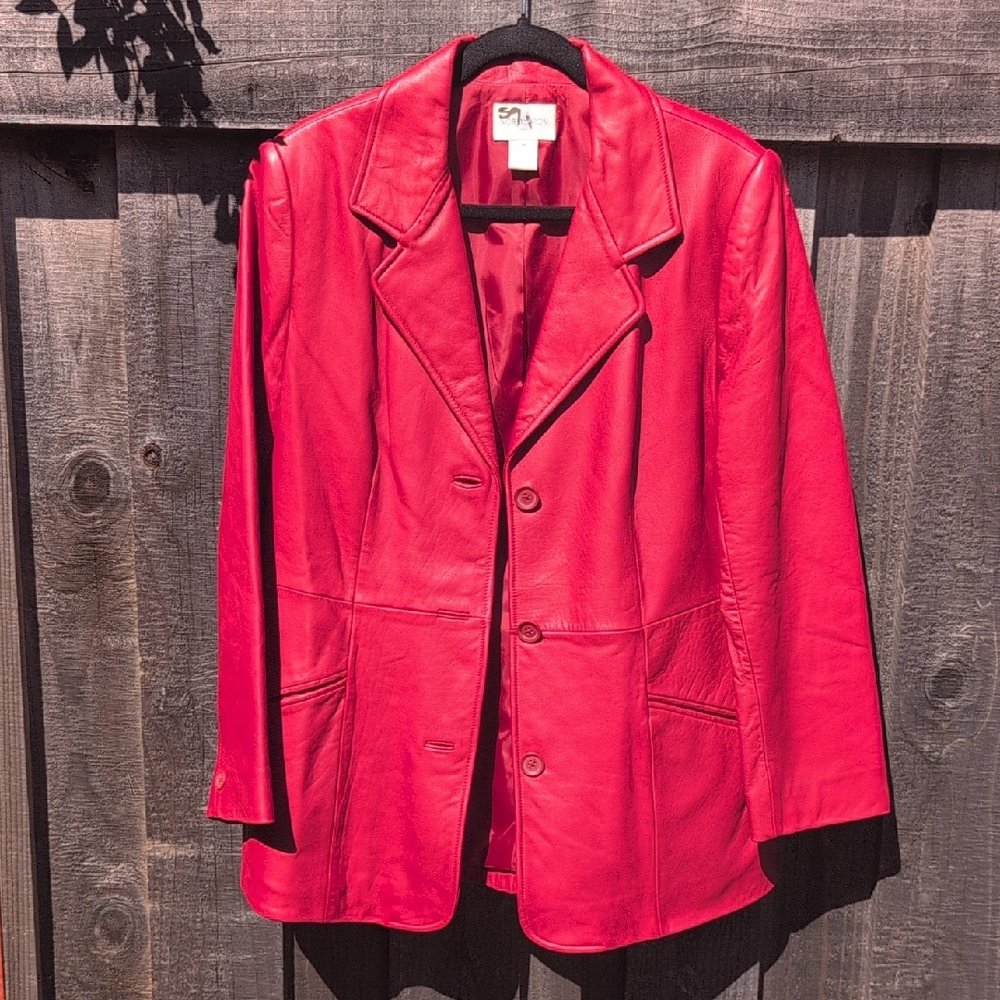 Nordstrom Vibrant Red Leather Jacket